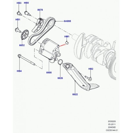 Land rover chaine-entrainementpompe à huile Evoque (LR025625)