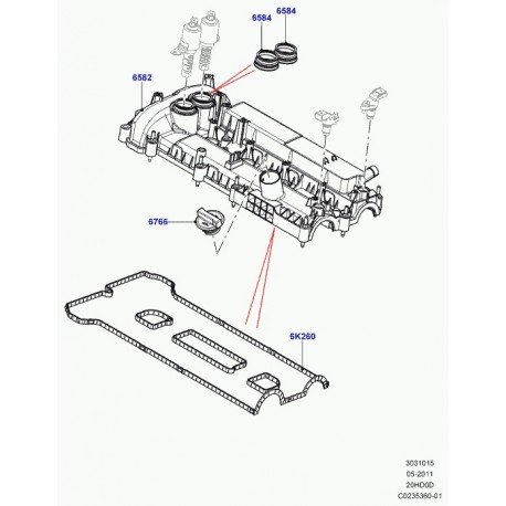 Land rover bouchon de remplissage d'huile Evoque (LR025663)