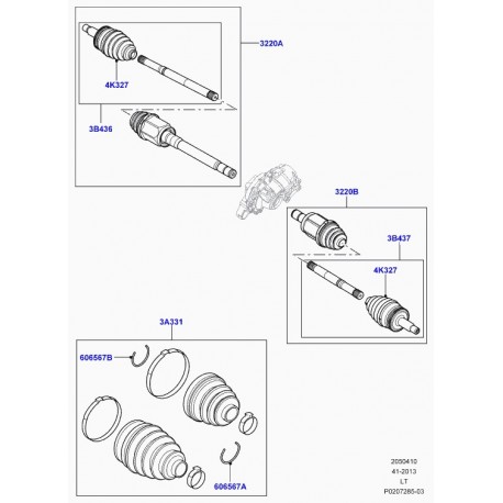 Land rover arbre de train avant Discovery 3, Range Sport (LR025869)