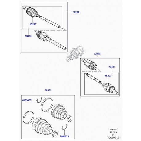 Land rover arbre de train avant Discovery 3, Range Sport (LR025872)