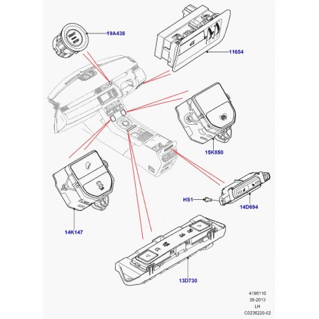 Land rover contacteur commande mode descente Evoque (LR025893)