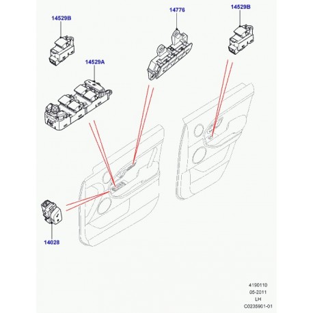 Land rover interrupteur central porte avant Evoque (LR025905)