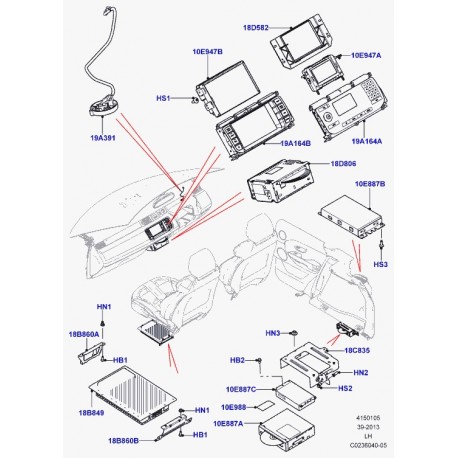 Land rover boitier commande de planche de bord Evoque (LR025947)