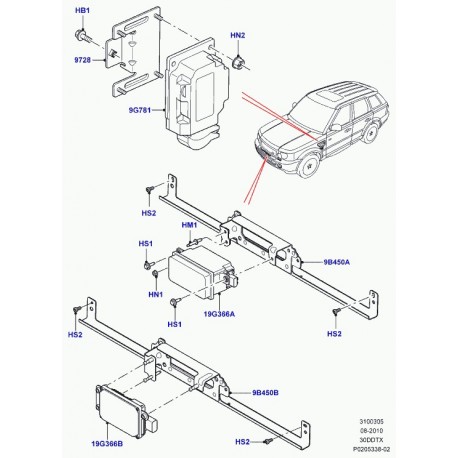 Land rover commande de vitesse Range L322,  Sport (LR025949)