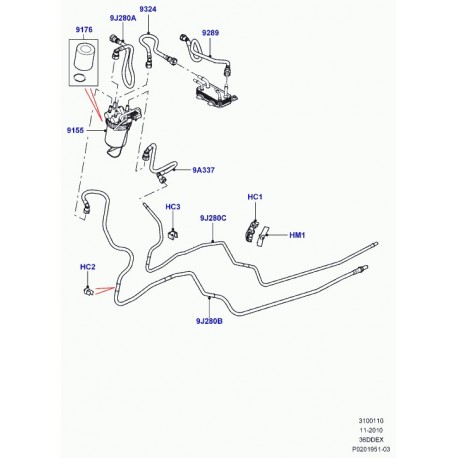 Land rover tuyau de combustible Range L322 (LR025954)