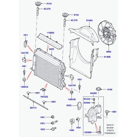 Land rover ventilateur Discovery 3, Range Sport (LR025965)