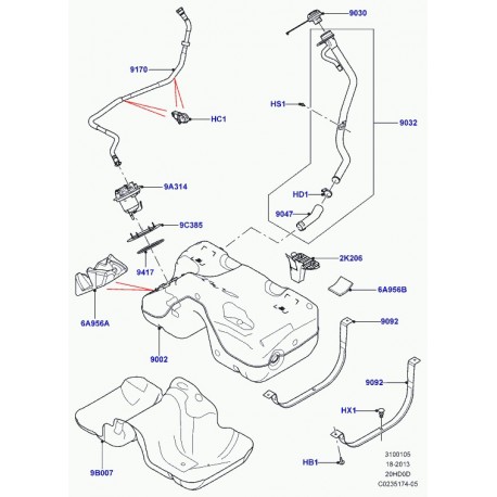 Land rover couvercle transmission jauge combustible Evoque (LR026197)