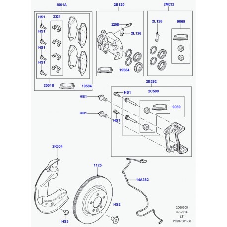 Land rover kit fix plaquette frein Discovery 3, Range L322, Sport (LR026219)