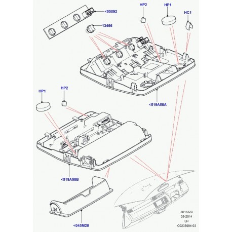 Land rover ampoule plafonnier Evoque (LR026227)