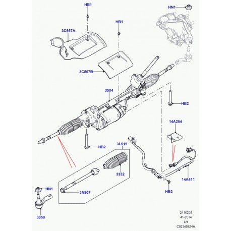 Land rover capot-boitier de direction Evoque (LR026262)