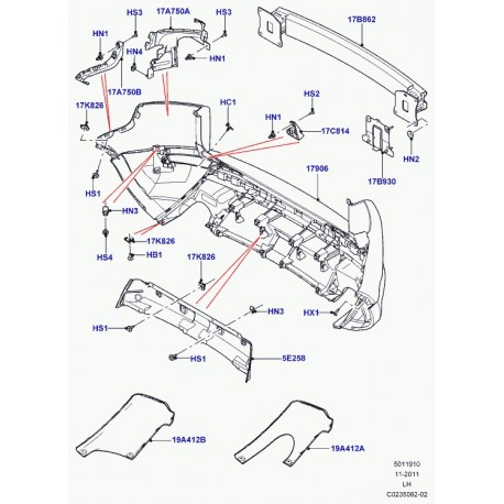 Land rover CACHE ECHAPP  SORTIE DOUBLE AVEC ARRONDIE DROITE (LR026328)