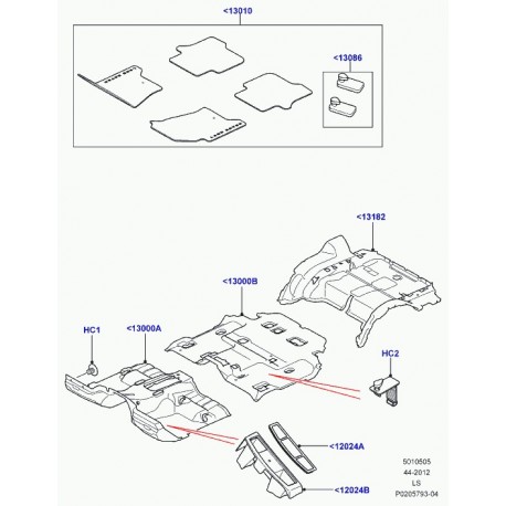 Land rover jeu de tapis ajustes au plancher Discovery 3 (LR026386)