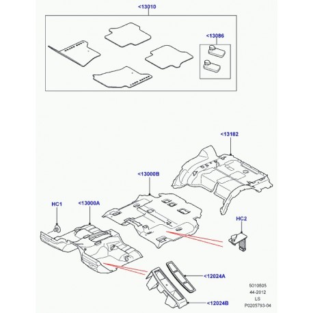 Land rover jeu de tapis ajustes au plancher Discovery 3 (LR026387)