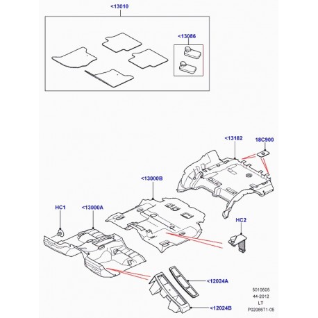 Land rover jeu de tapis ajustes au plancher Range Sport couleur ocean (LR026391)