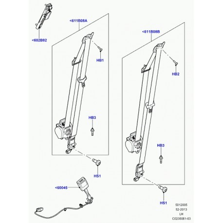 Land rover ceinture de securite et enrouleur avant gauche Evoque (LR026441)