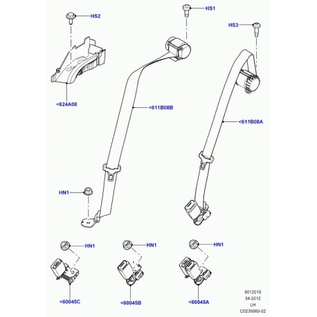 Land rover ceinture de securite et enrouleur Evoque (LR026470)