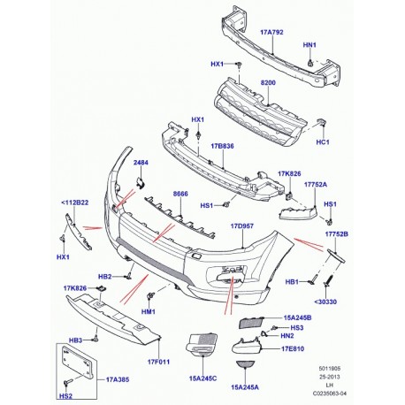 Land rover couvercle phare antibrouillard Evoque (LR026547)