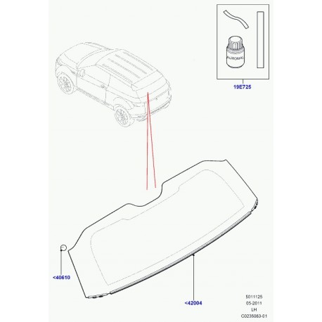 Land rover glace panneau arriere Evoque (LR026734)