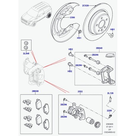 Land rover support etrier de frein Evoque (LR027130)