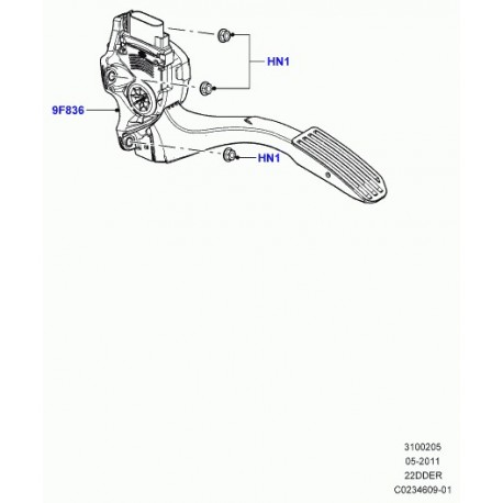 Land rover pedale d'accélérateur avec support Evoque (LR027138)