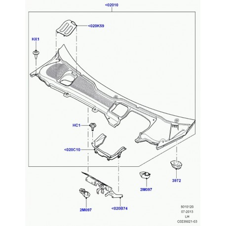 Land rover couv-res liq. frein-dessus d'auvent Evoque (LR027201)