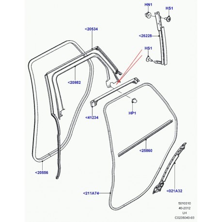 Land rover guide vitre de porte Evoque (LR027221)