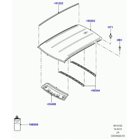 Land rover bourrelet d'etancheite panneau toit Evoque (LR027382)