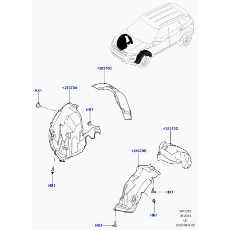 Land rover tole protectrice passage de roue Evoque (LR027395)