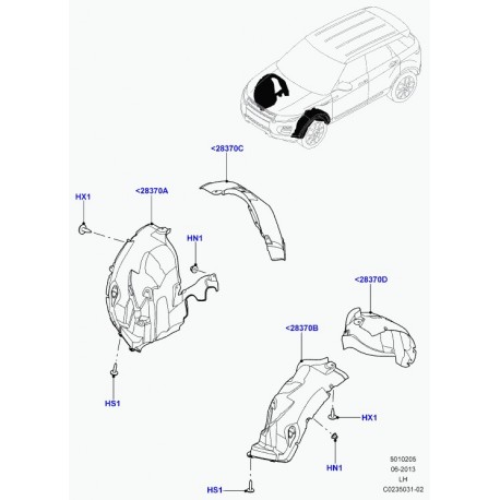 Land rover tole protectrice passage de roue Evoque (LR027395)
