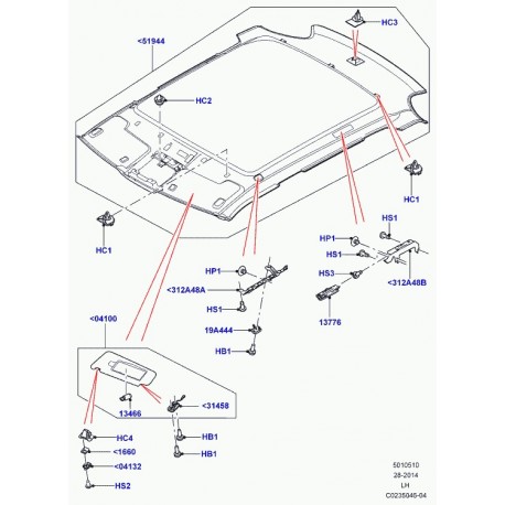 Land rover clip fixation garnissage toit Evoque (LR027524)