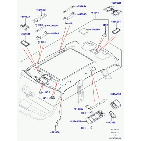 Land rover clip fixation garnissage toit Evoque et Range L405,  Sport (LR027559)