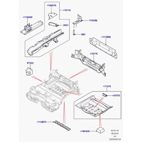 Land rover traverse plancher arrière Evoque (LR027571)