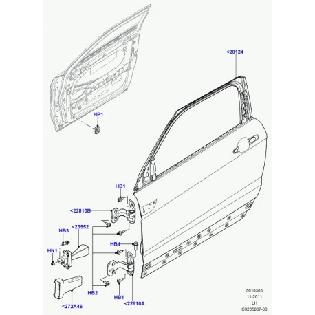 Land rover bras d'arret de porte Evoque (LR027612)