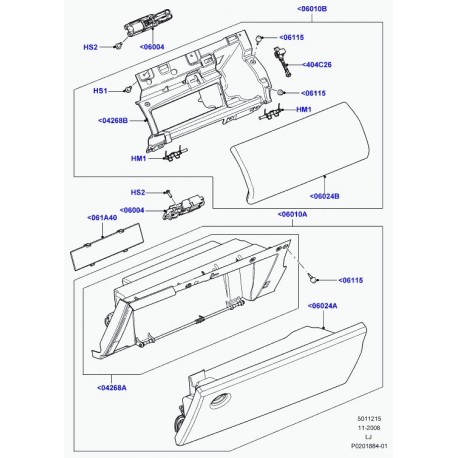 Land rover boite a gants avec couvercle Range L322 (LR027808)