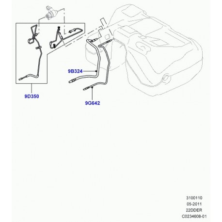 Land rover tuyau d'alimentation de combustible Evoque (LR027883)