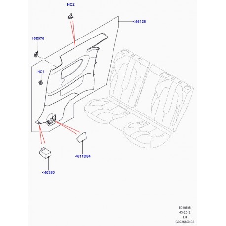 Land rover cache fixation ceinture securite Evoque (LR027987)