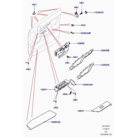 Land rover embase poignee interieure porte Evoque (LR028032)