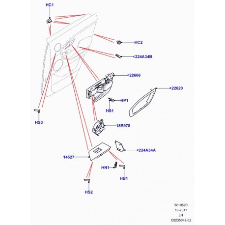 Land rover couvercle panneau interieur porte Evoque (LR028037)