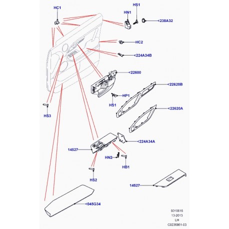 Land rover encadrement contacteur de porte Evoque (LR028063)