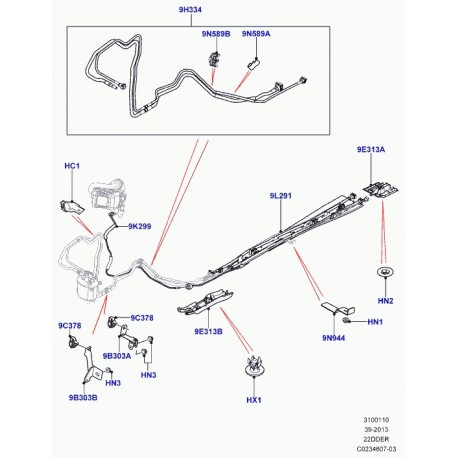 Land rover agrafe tuyau flexible Evoque (LR028434)