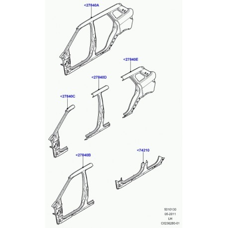 Land rover panneau cote carr-bas caisse-ext. Evoque (LR028470)