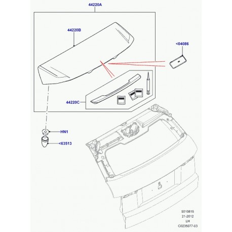 Land rover couvercle becquet arriere Evoque (LR029194)