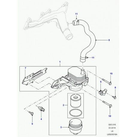 Land rover tubulure de sortie d'eau Defender 90, 110, 130 (LR029936)