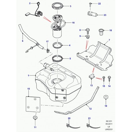 Land rover reservoir a combustible Defender 90, 110, 130 (LR030035)