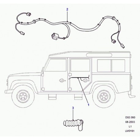 Land rover cablage porte Defender 90, 110, 130 (LR030061)