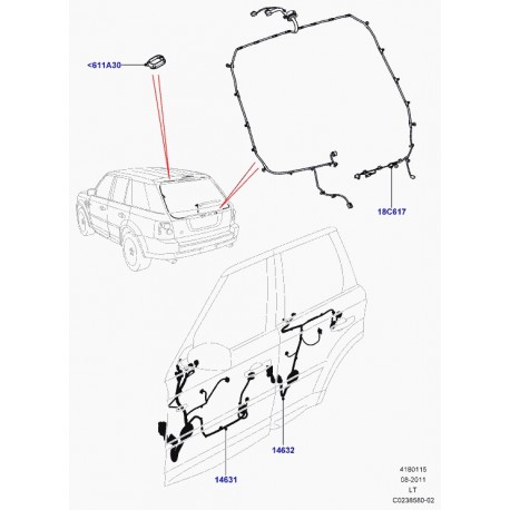 Land rover cablage porte Range Sport (LR030134)