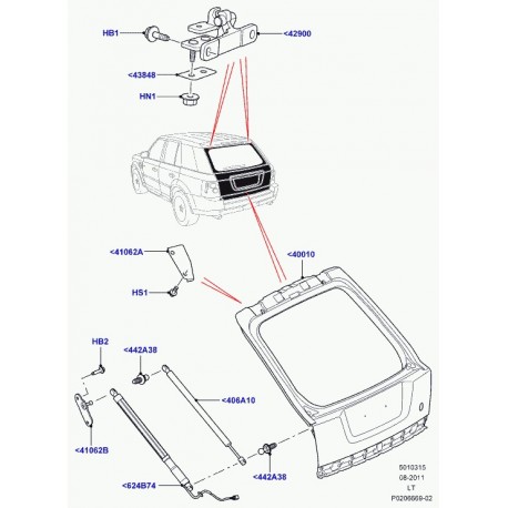 Land rover charniere porte coffre a bagages Range Sport (LR030186)