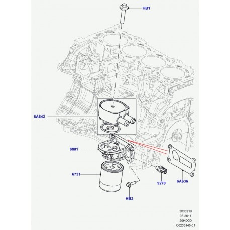 Land rover raccord filtre a huile Evoque (LR030369)