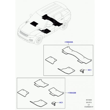 Land rover profile de fixation-tapis Discovery 3, Evoque, Range L405, Sport (LR030413)