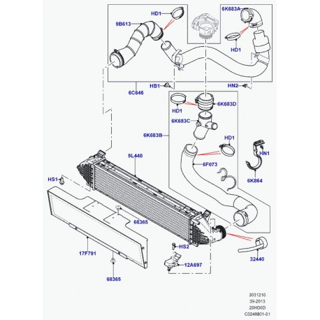 Land rover intercooler Discovery Sport,  Evoque (LR031467)